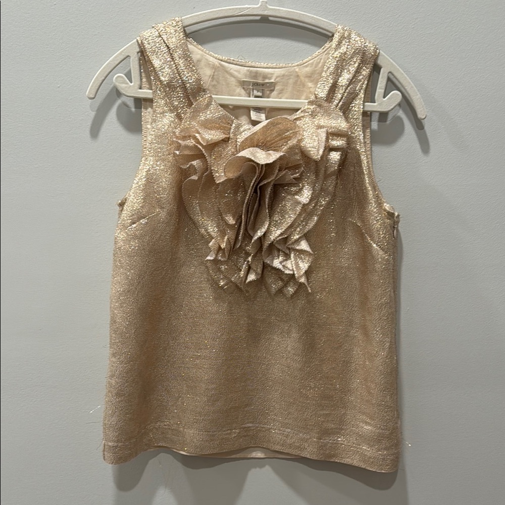 J. Crew Metallic Gold Top with Bow Detail